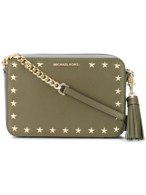 michael kors green studded bag|Michael Kors studded crossbody bag.